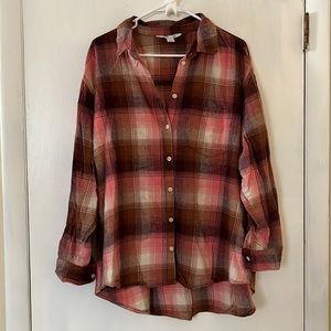 Women’s Old Navy Pink and Brown Flannel size XL